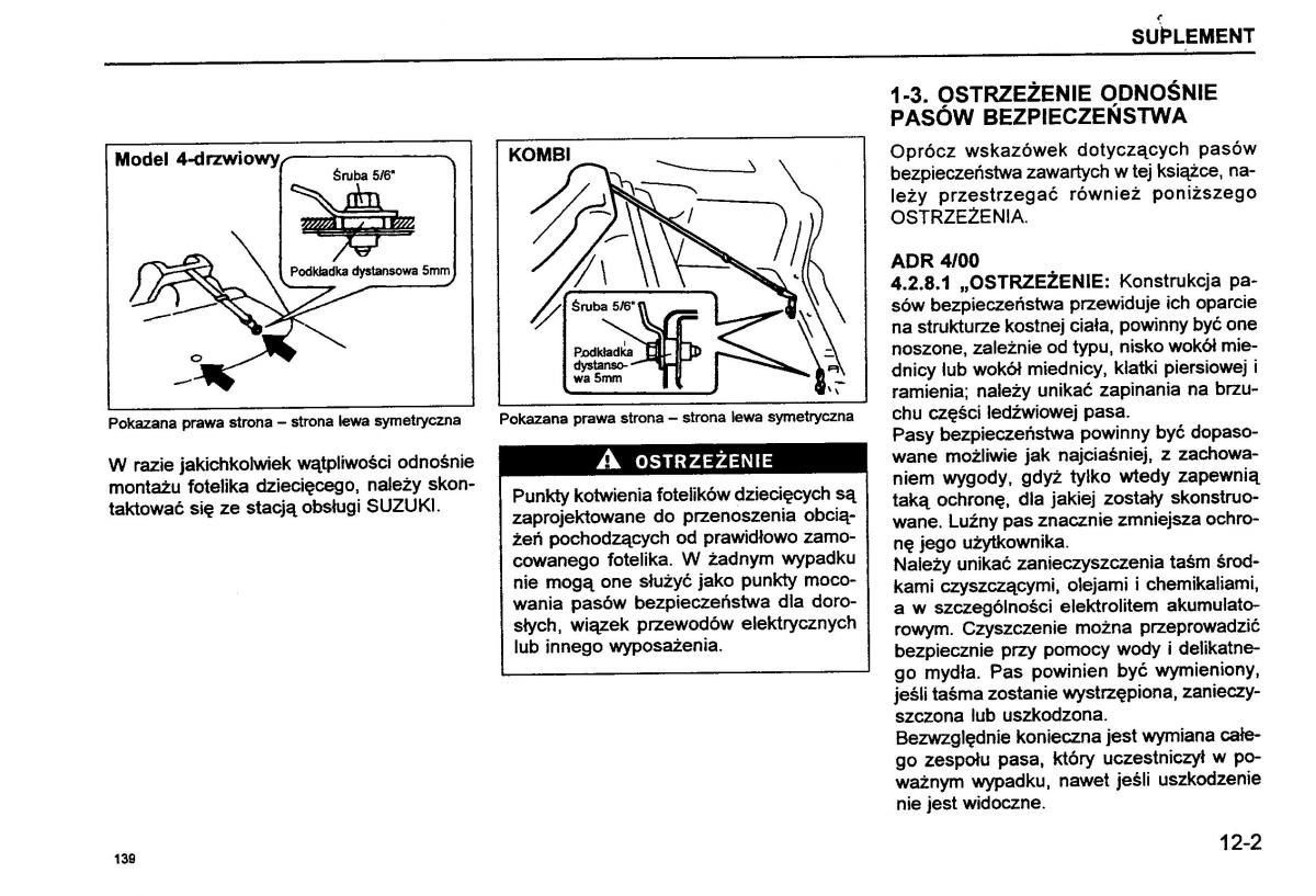 Suzuki Baleno I 1 instrukcja obslugi / page 141