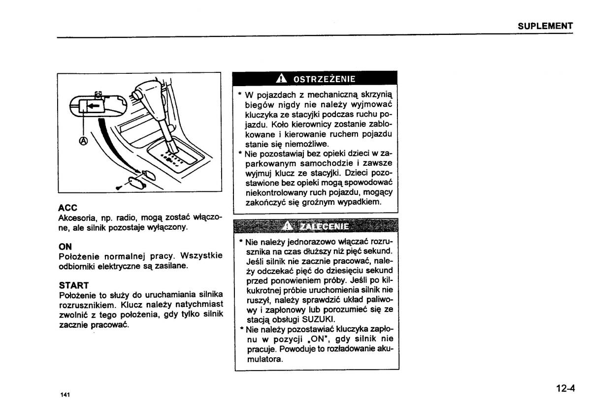 Suzuki Baleno I 1 instrukcja obslugi / page 143