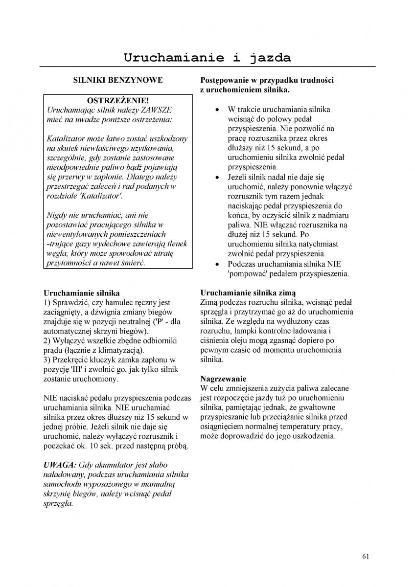 manual  Rover 200 III 3 instrukcja / page 61