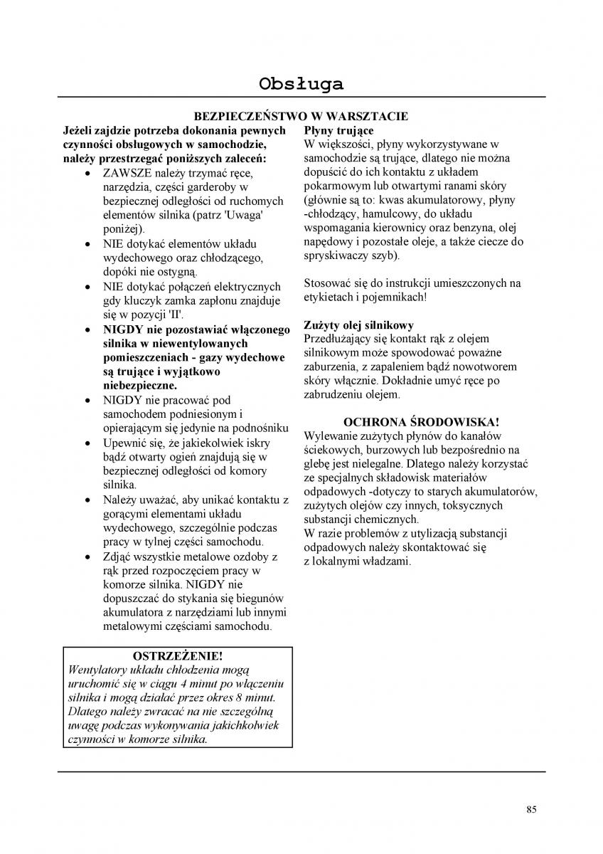 Rover 200 III 3 instrukcja obslugi / page 85