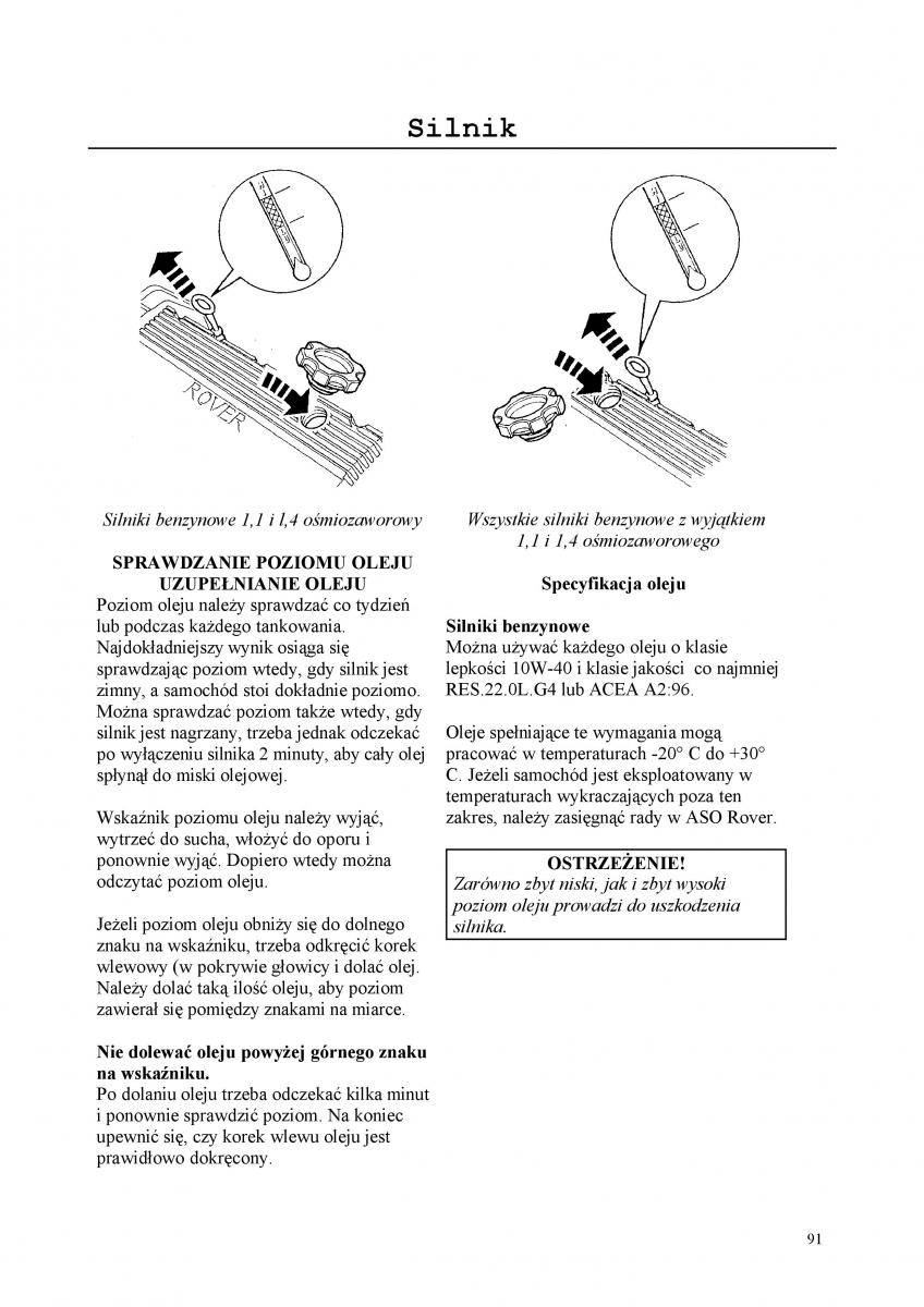 Rover 200 III 3 instrukcja obslugi / page 91