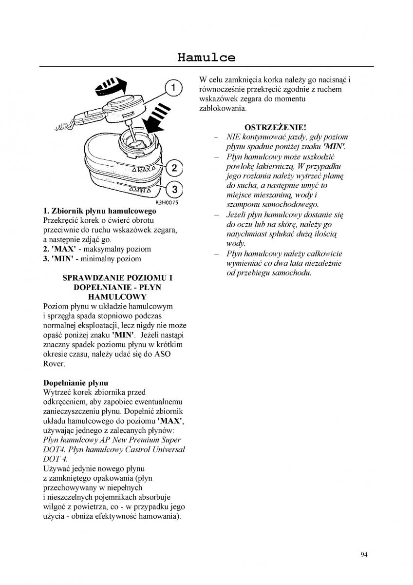 Rover 200 III 3 instrukcja obslugi / page 94