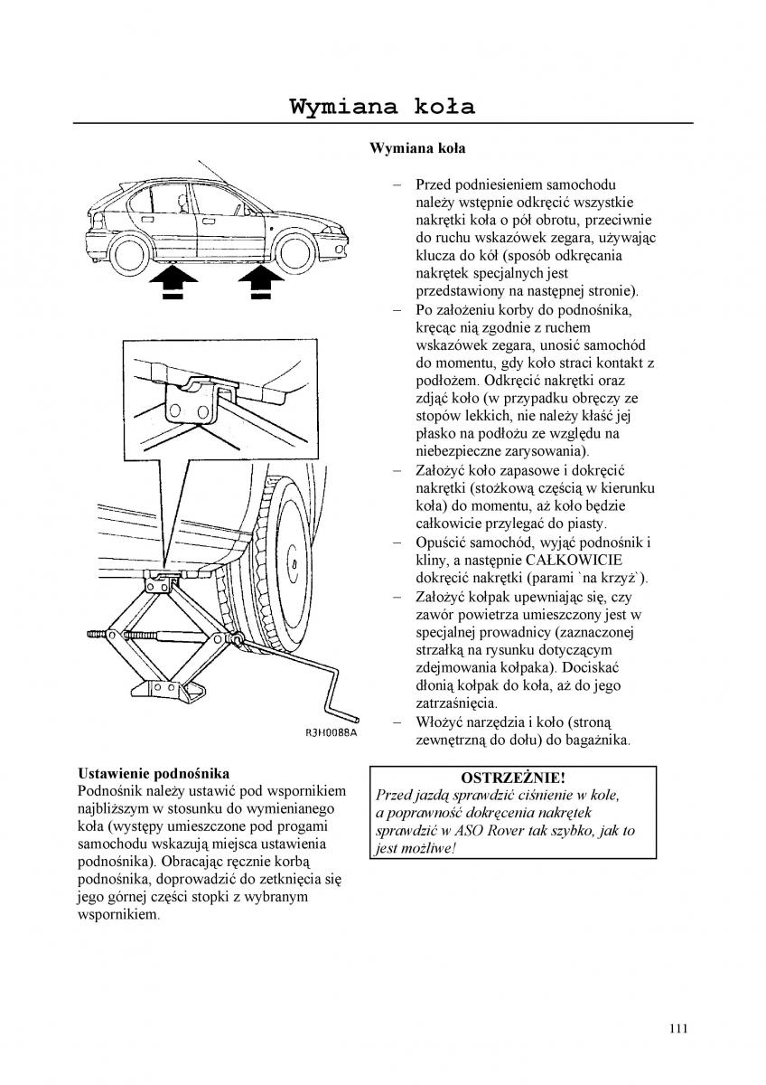 Rover 200 III 3 instrukcja obslugi / page 111