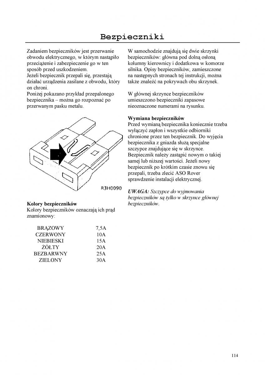 manual  Rover 200 III 3 instrukcja / page 114