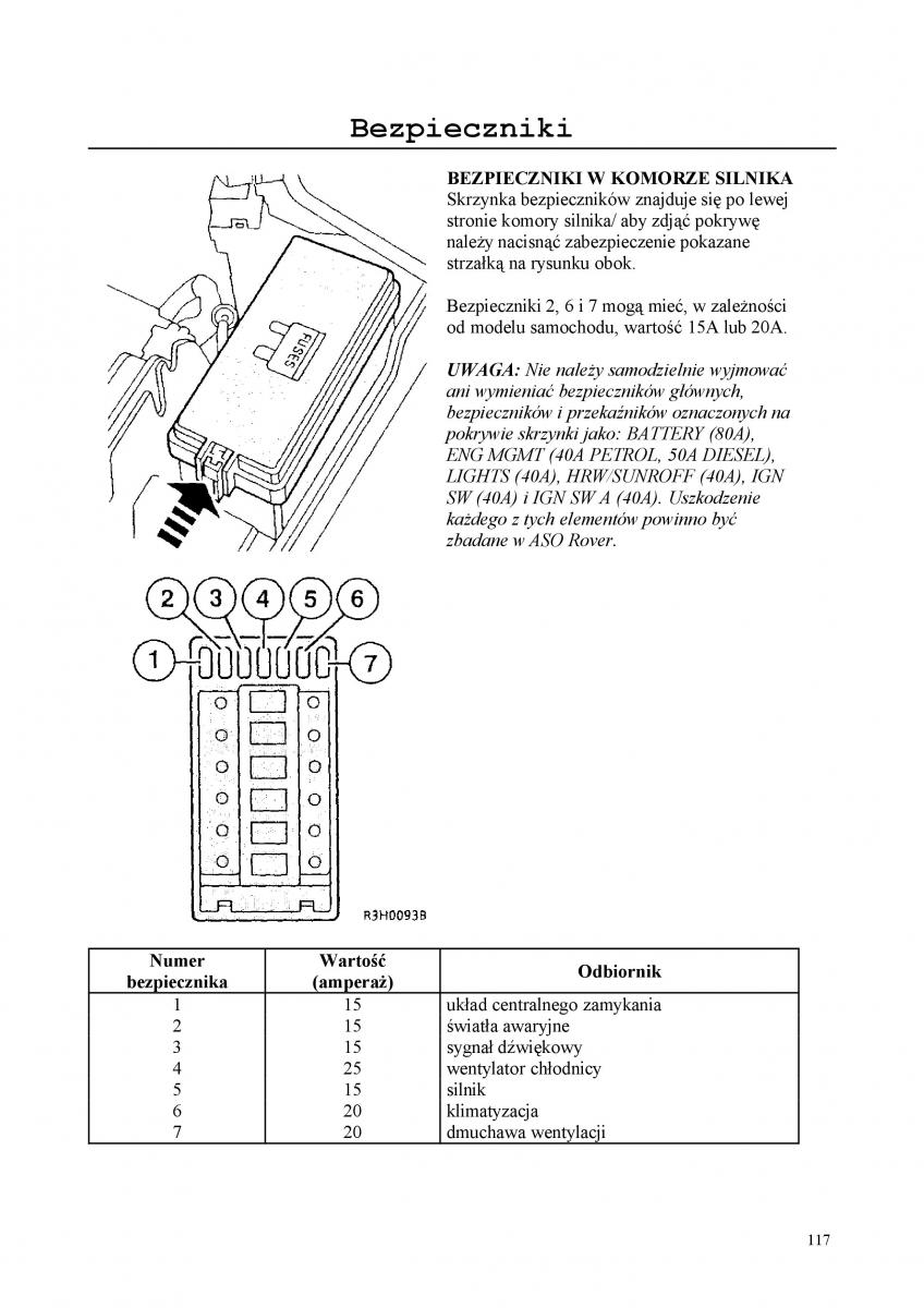 manual  Rover 200 III 3 instrukcja / page 117