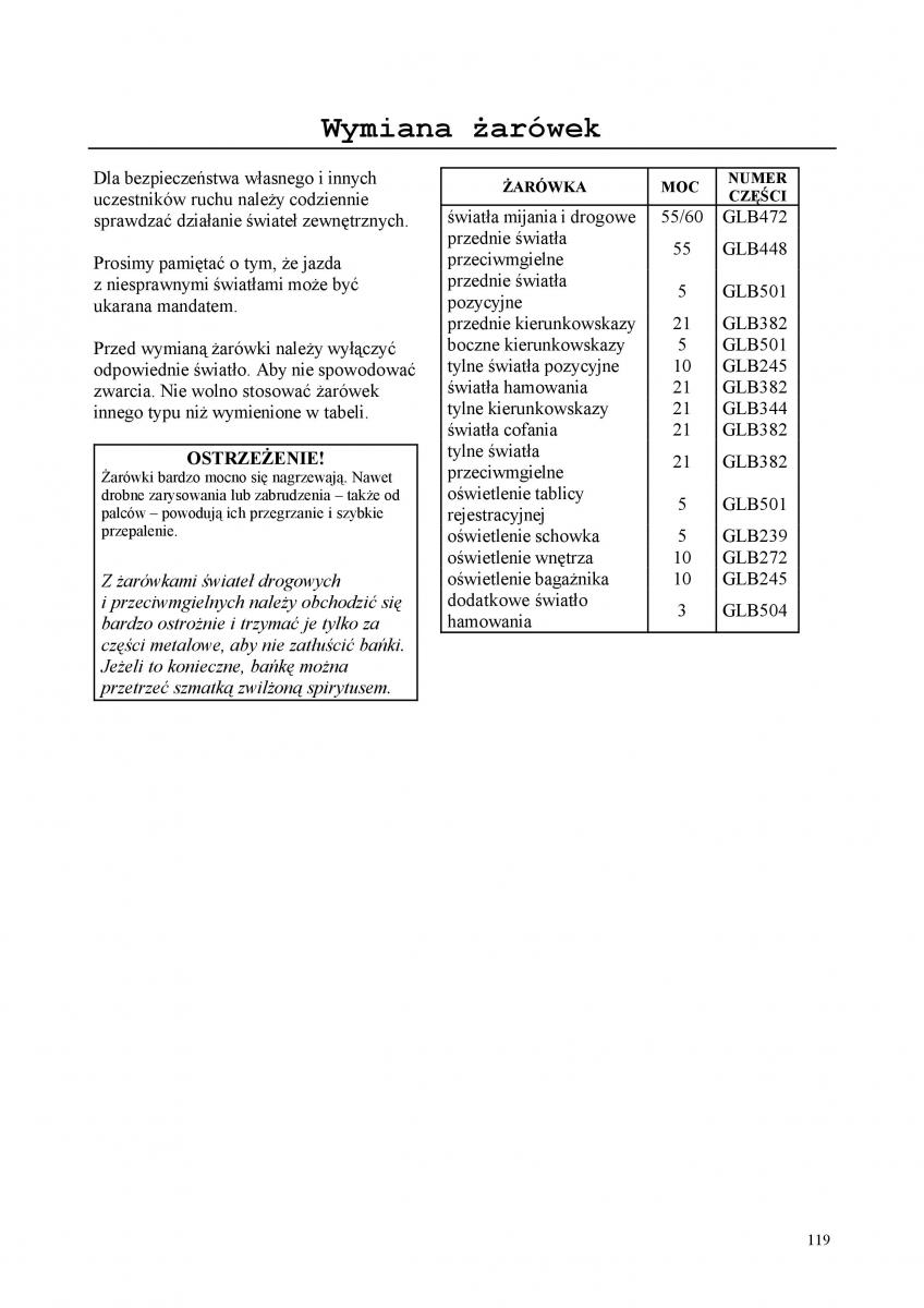 Rover 200 III 3 instrukcja obslugi / page 119