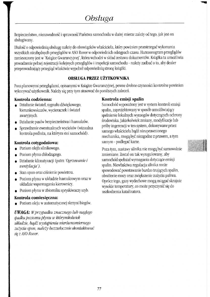 Rover 400 II 2 instrukcja obslugi / page 85