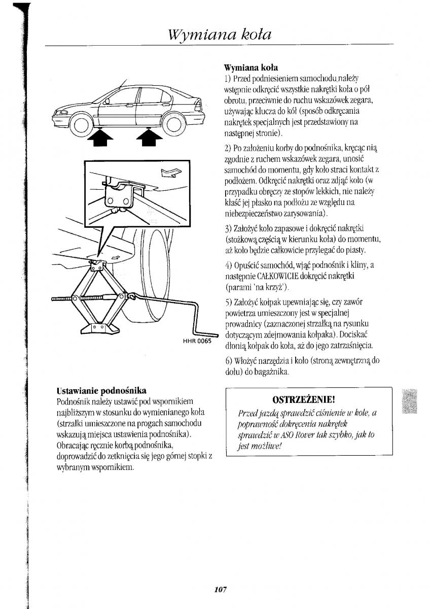 Rover 400 II 2 instrukcja obslugi / page 117
