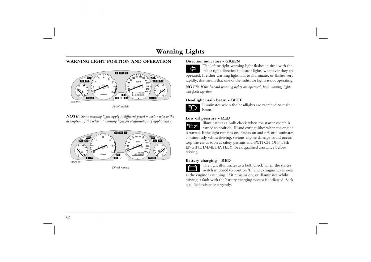 manual  Rover 45 owners manual / page 62