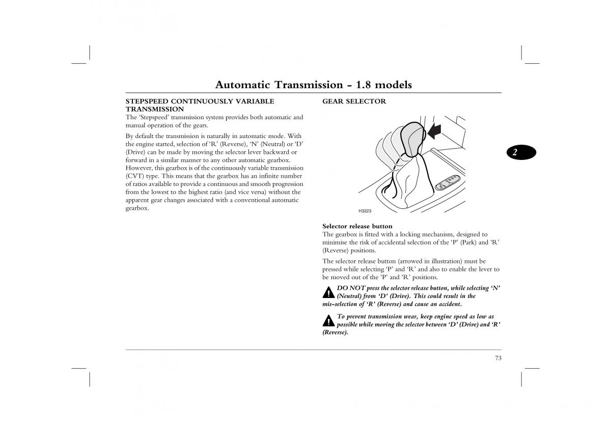 manual  Rover 45 owners manual / page 73