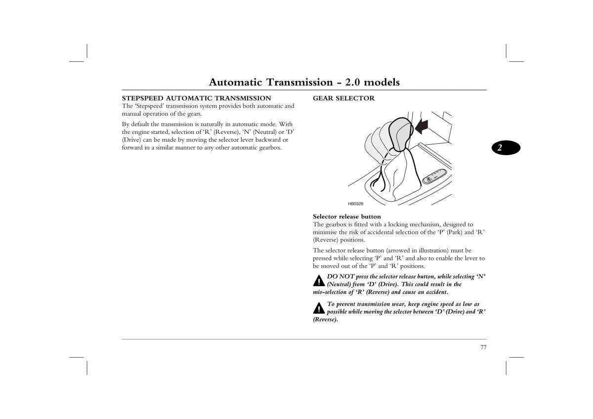 manual  Rover 45 owners manual / page 77