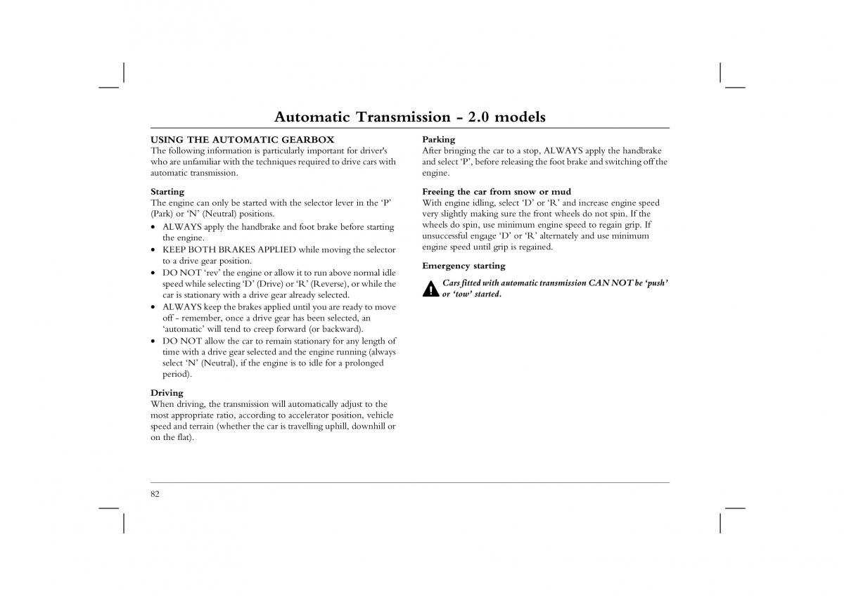 Rover 45 owners manual / page 82