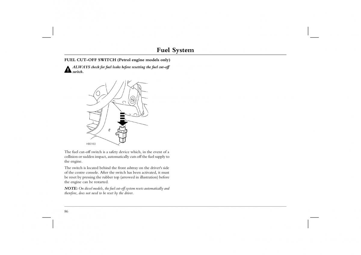 manual  Rover 45 owners manual / page 86