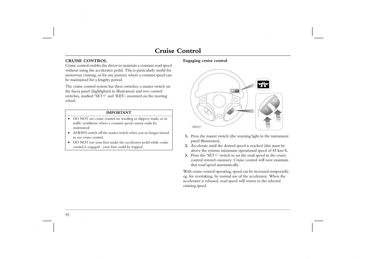 manual  Rover 45 owners manual / page 92