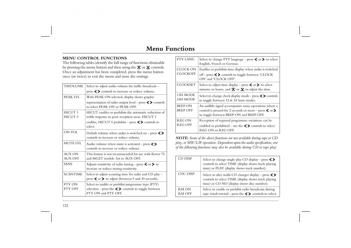 manual  Rover 45 owners manual / page 122