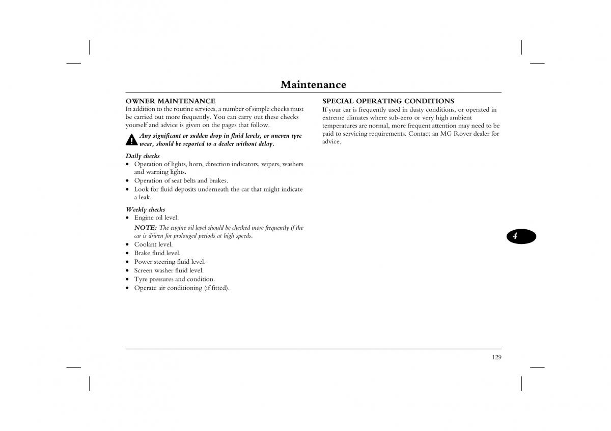 manual  Rover 45 owners manual / page 129