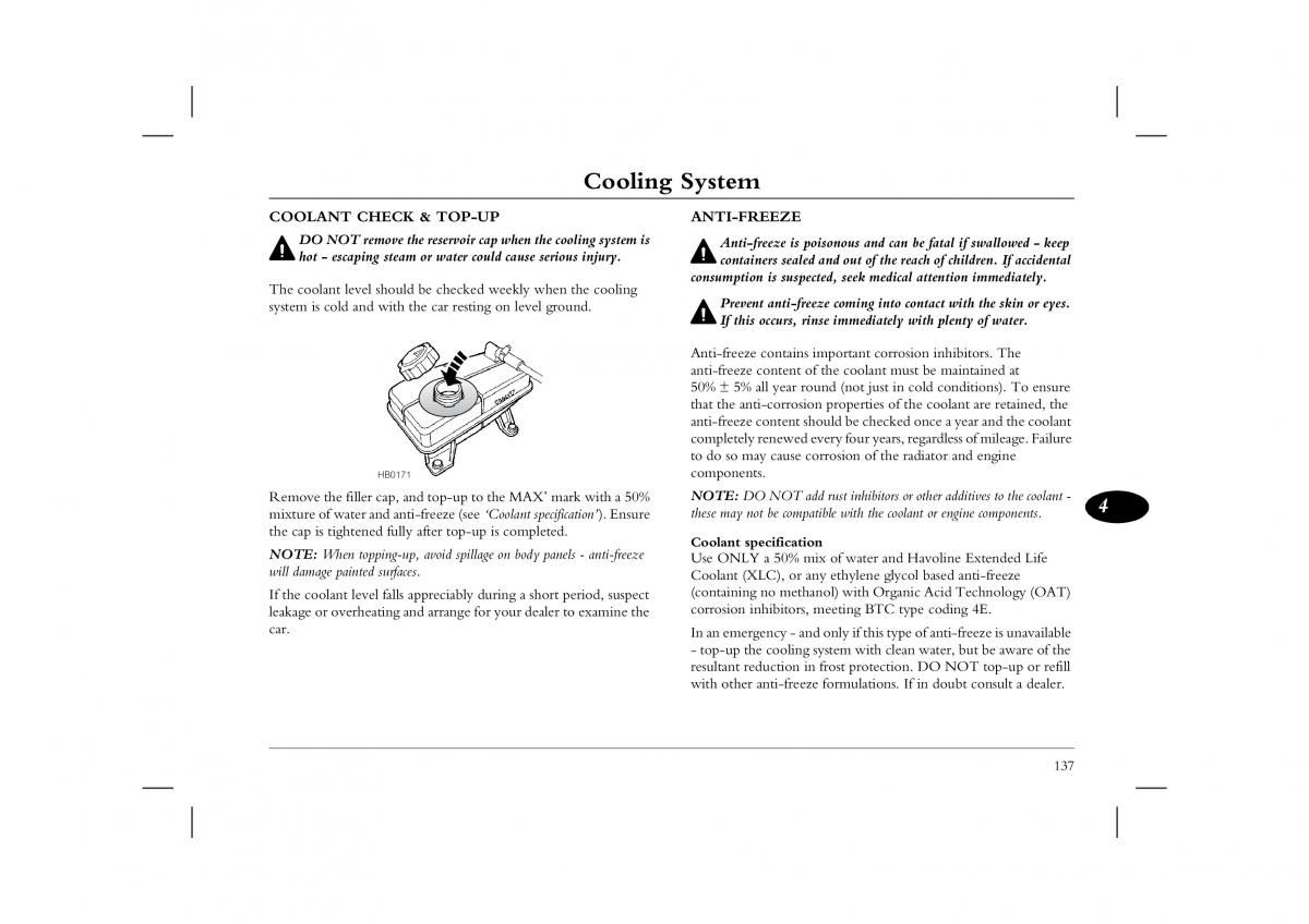 manual  Rover 45 owners manual / page 137