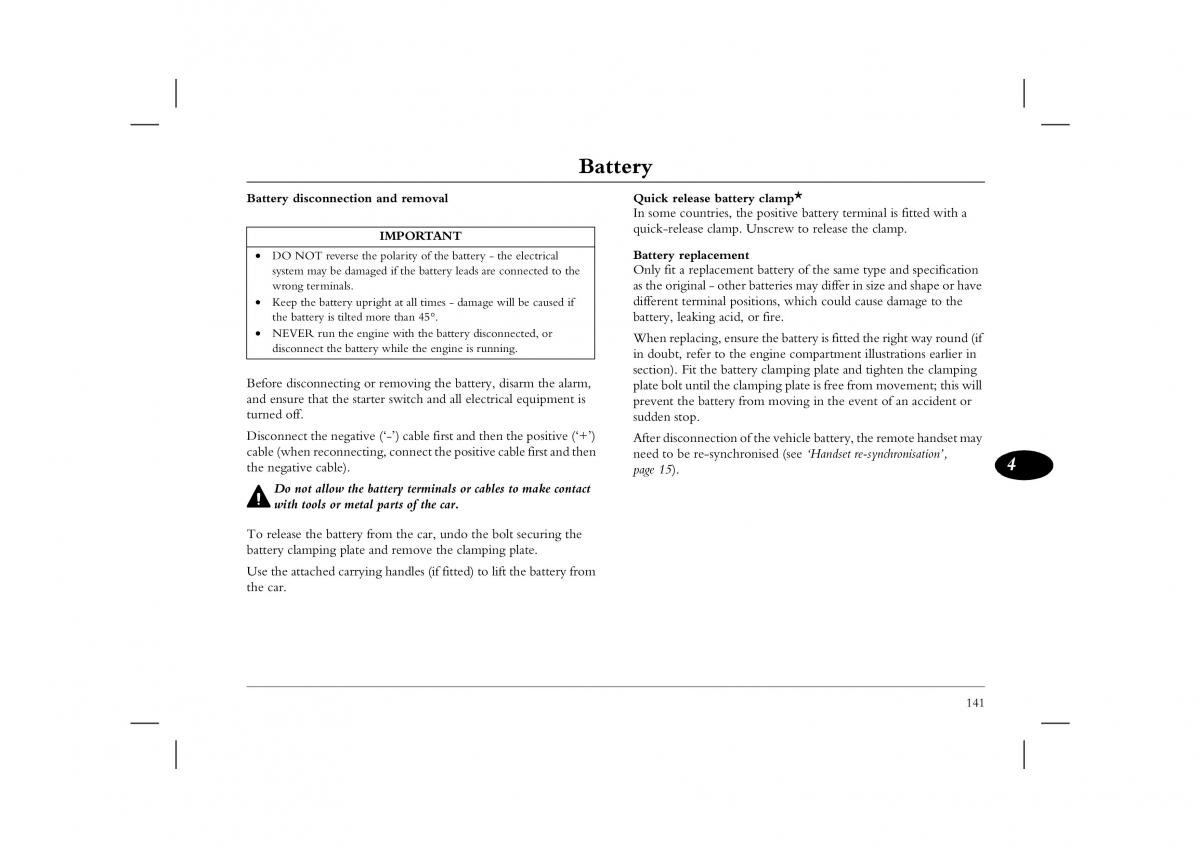 manual  Rover 45 owners manual / page 141