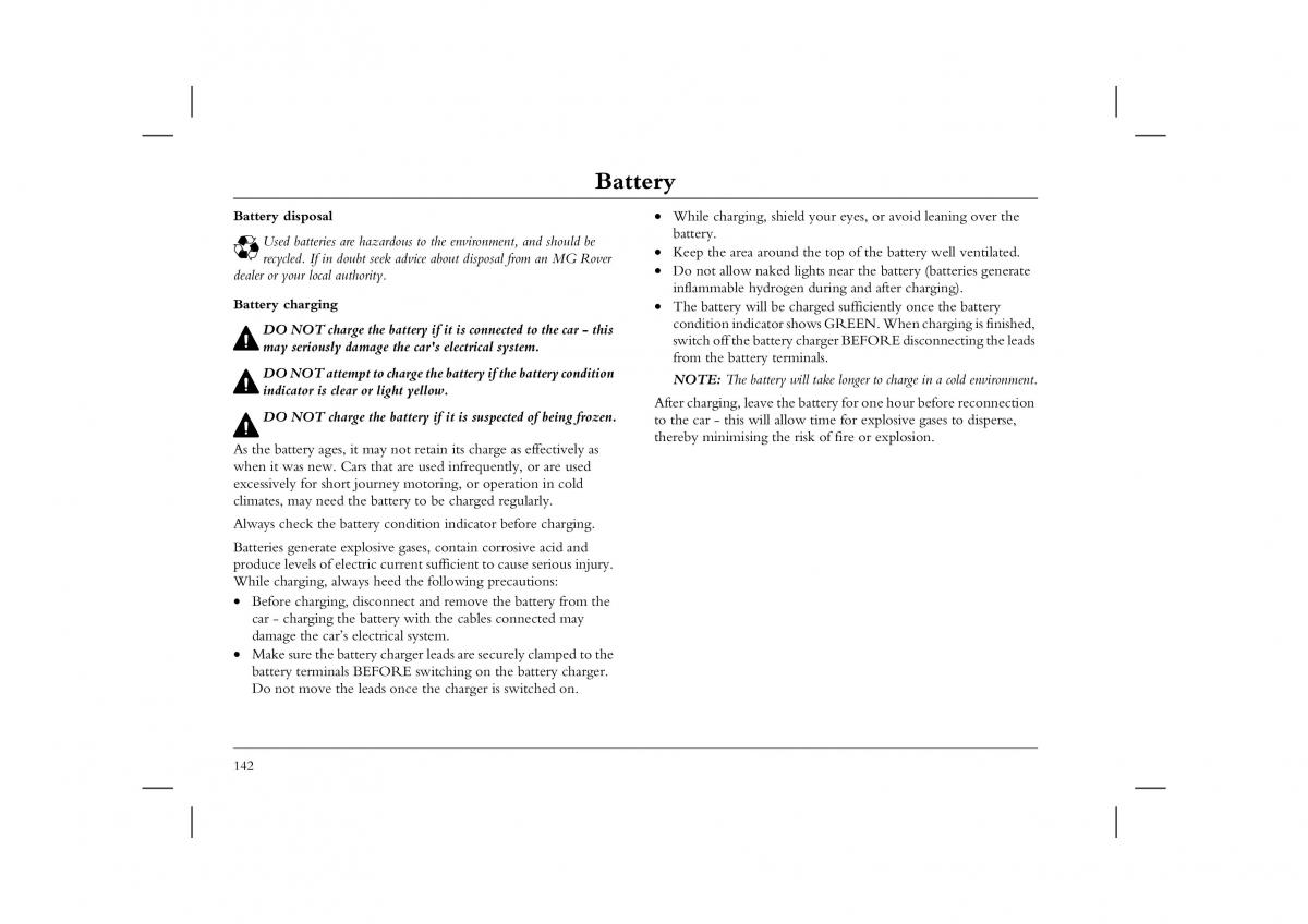 manual  Rover 45 owners manual / page 142