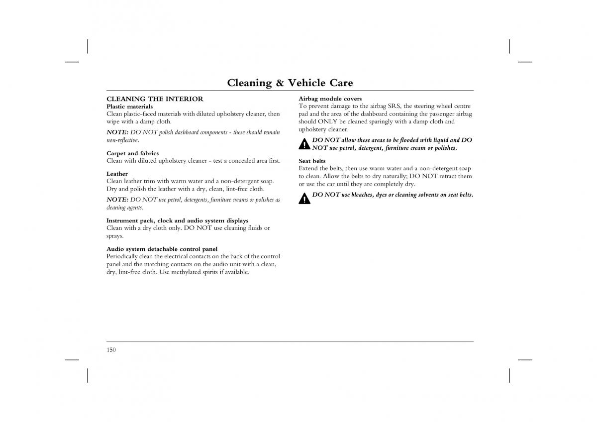 manual  Rover 45 owners manual / page 150