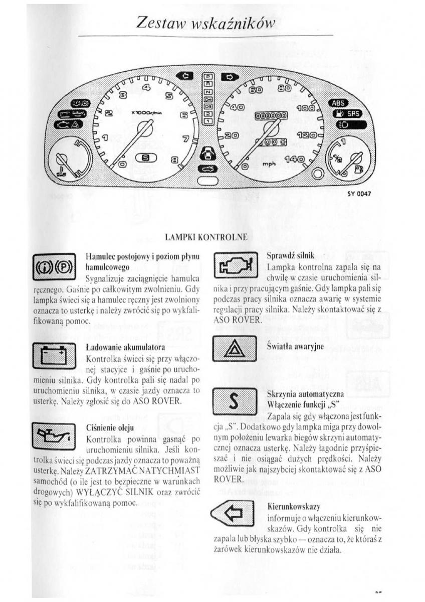 Rover 600 instrukcja obslugi / page 36