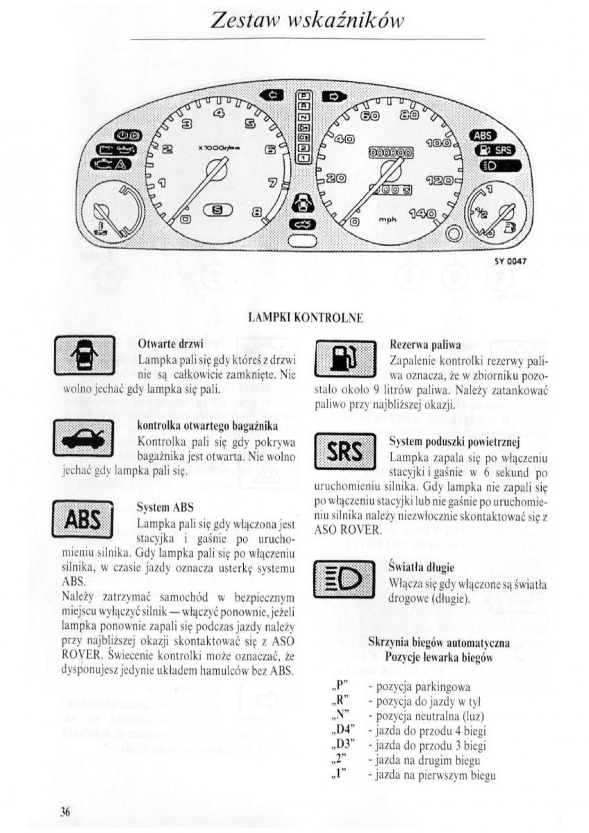 Rover 600 instrukcja obslugi / page 37