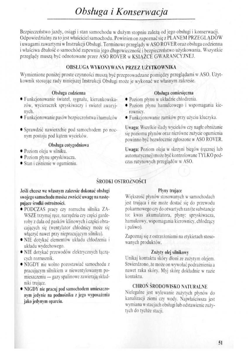 Rover 600 instrukcja obslugi / page 52