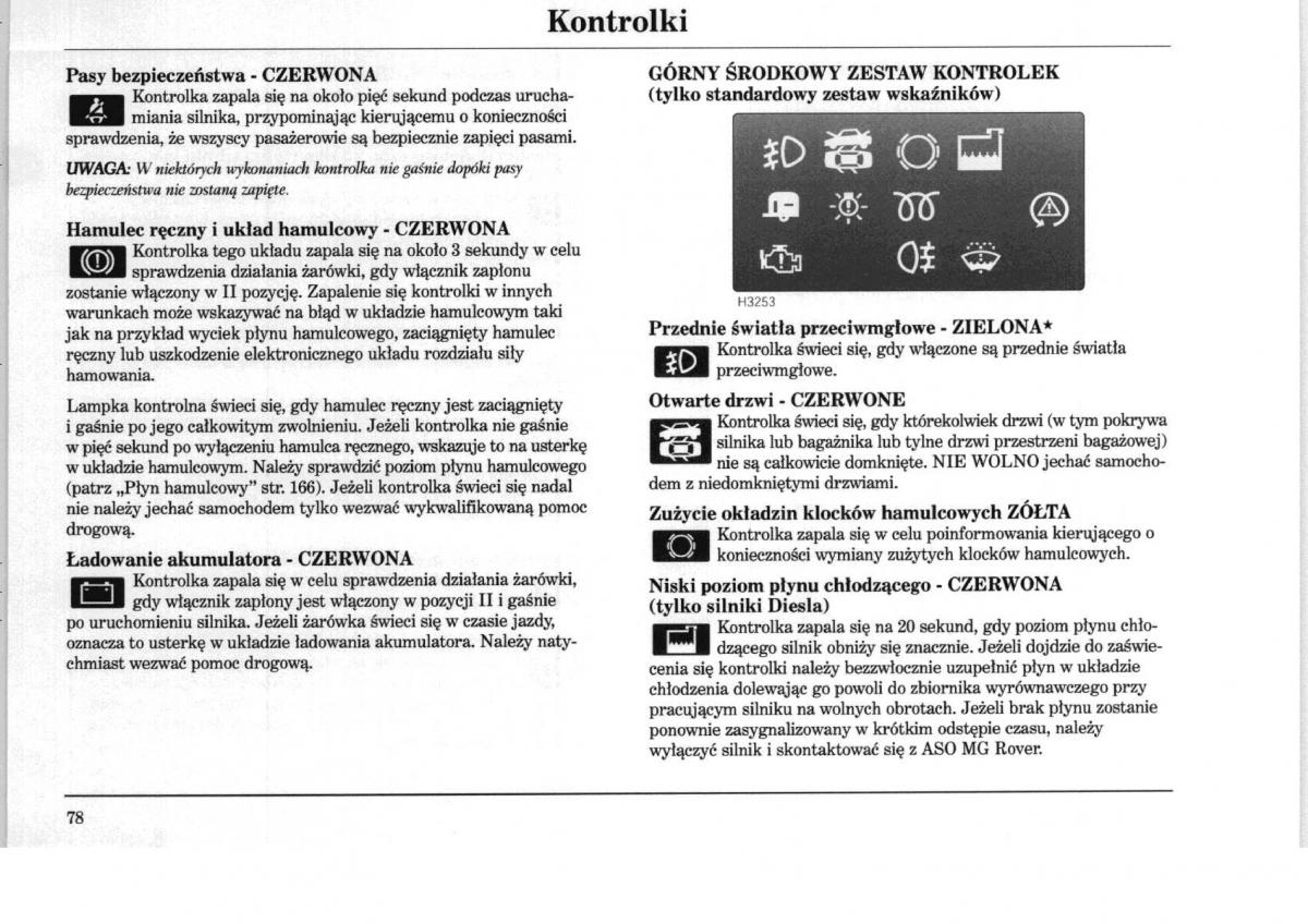 Rover 75 instrukcja obslugi / page 78