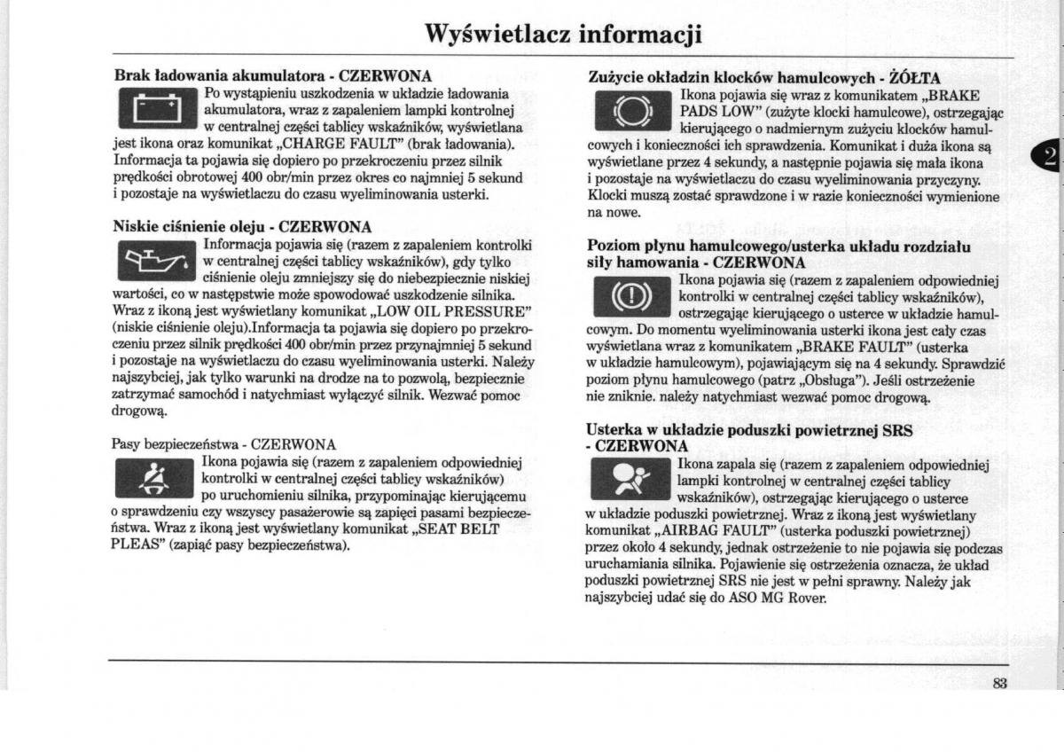 Rover 75 instrukcja obslugi / page 83