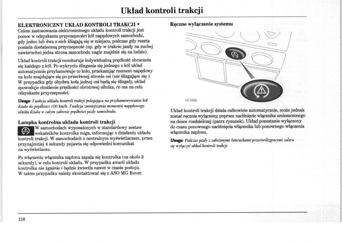 Rover 75 instrukcja obslugi / page 116