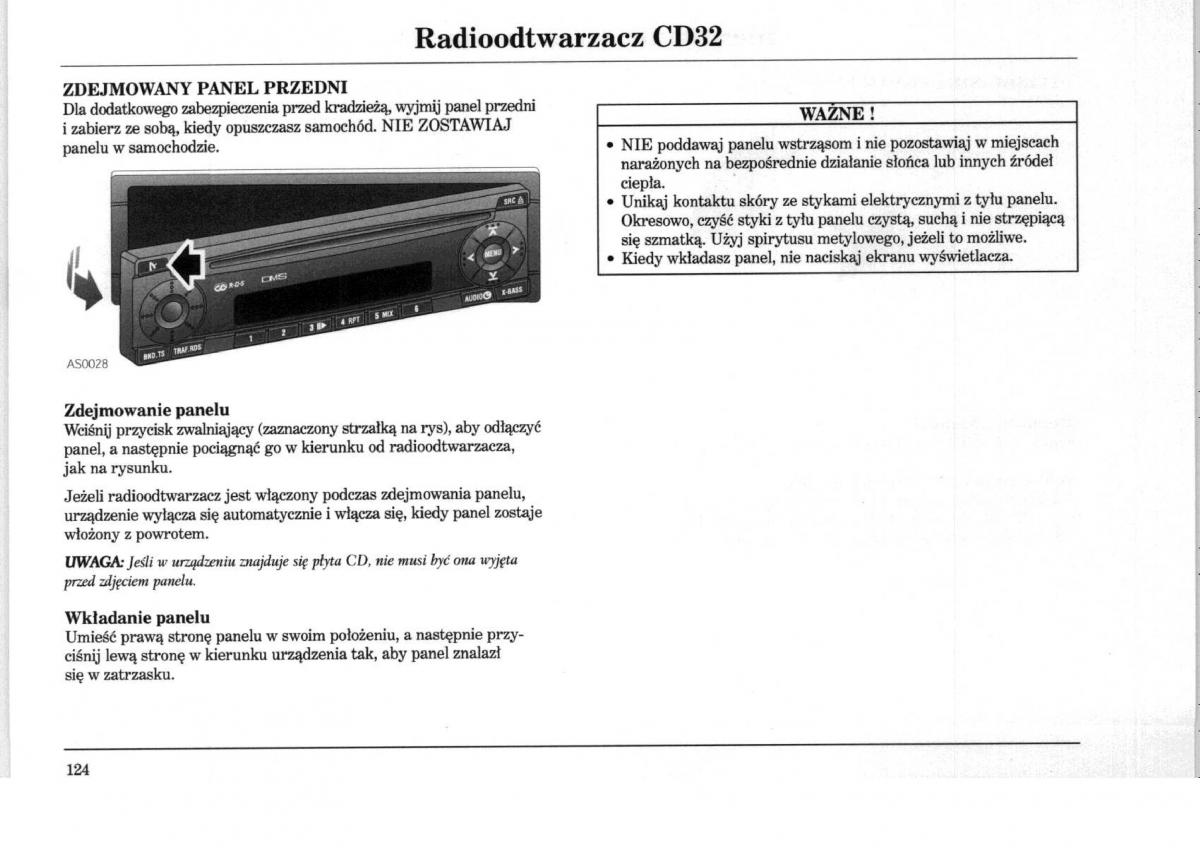 Rover 75 instrukcja obslugi / page 124