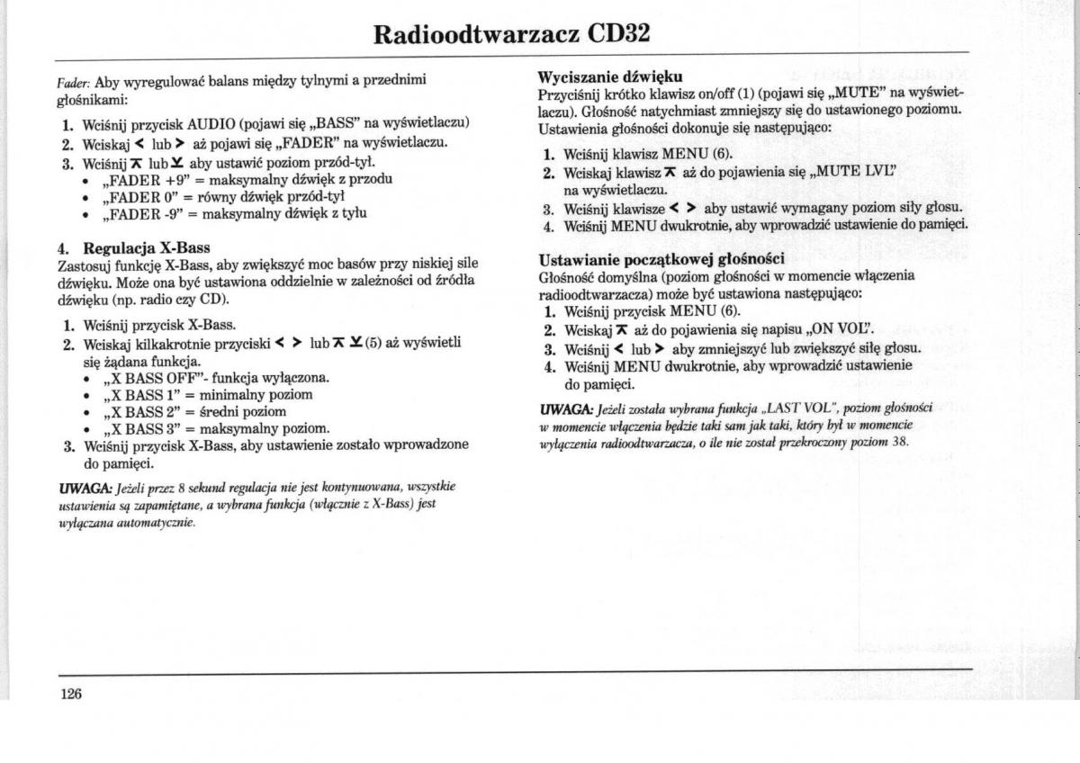 Rover 75 instrukcja obslugi / page 126