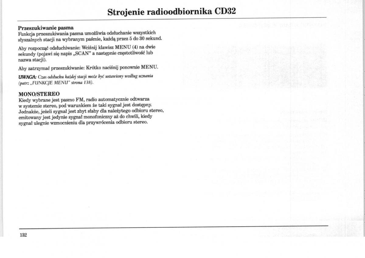 Rover 75 instrukcja obslugi / page 132