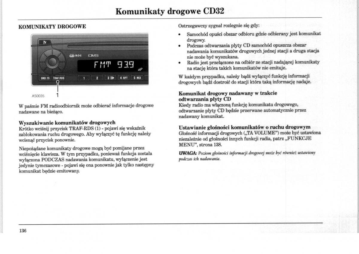 Rover 75 instrukcja obslugi / page 136