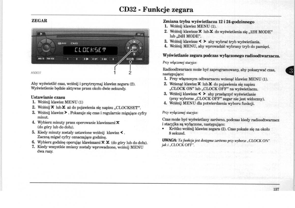 Rover 75 instrukcja obslugi / page 137