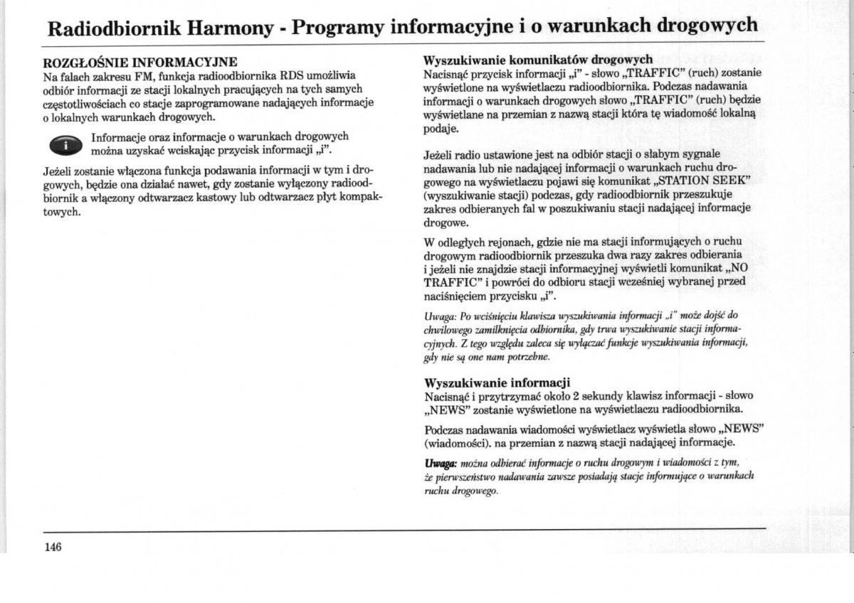 Rover 75 instrukcja obslugi / page 146