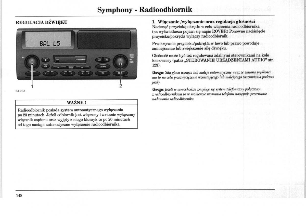 Rover 75 instrukcja obslugi / page 148