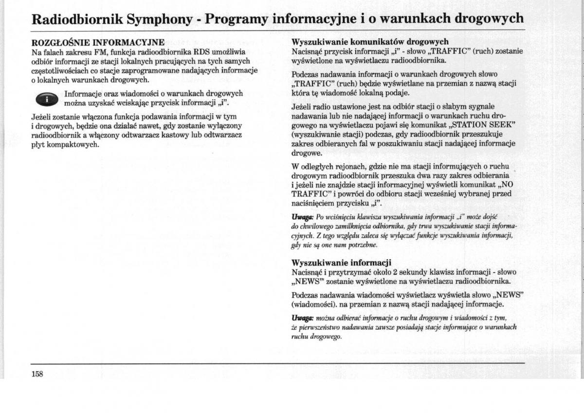 Rover 75 instrukcja obslugi / page 158