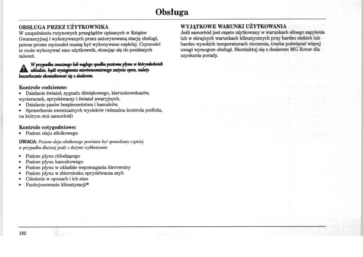 Rover 75 instrukcja obslugi / page 182