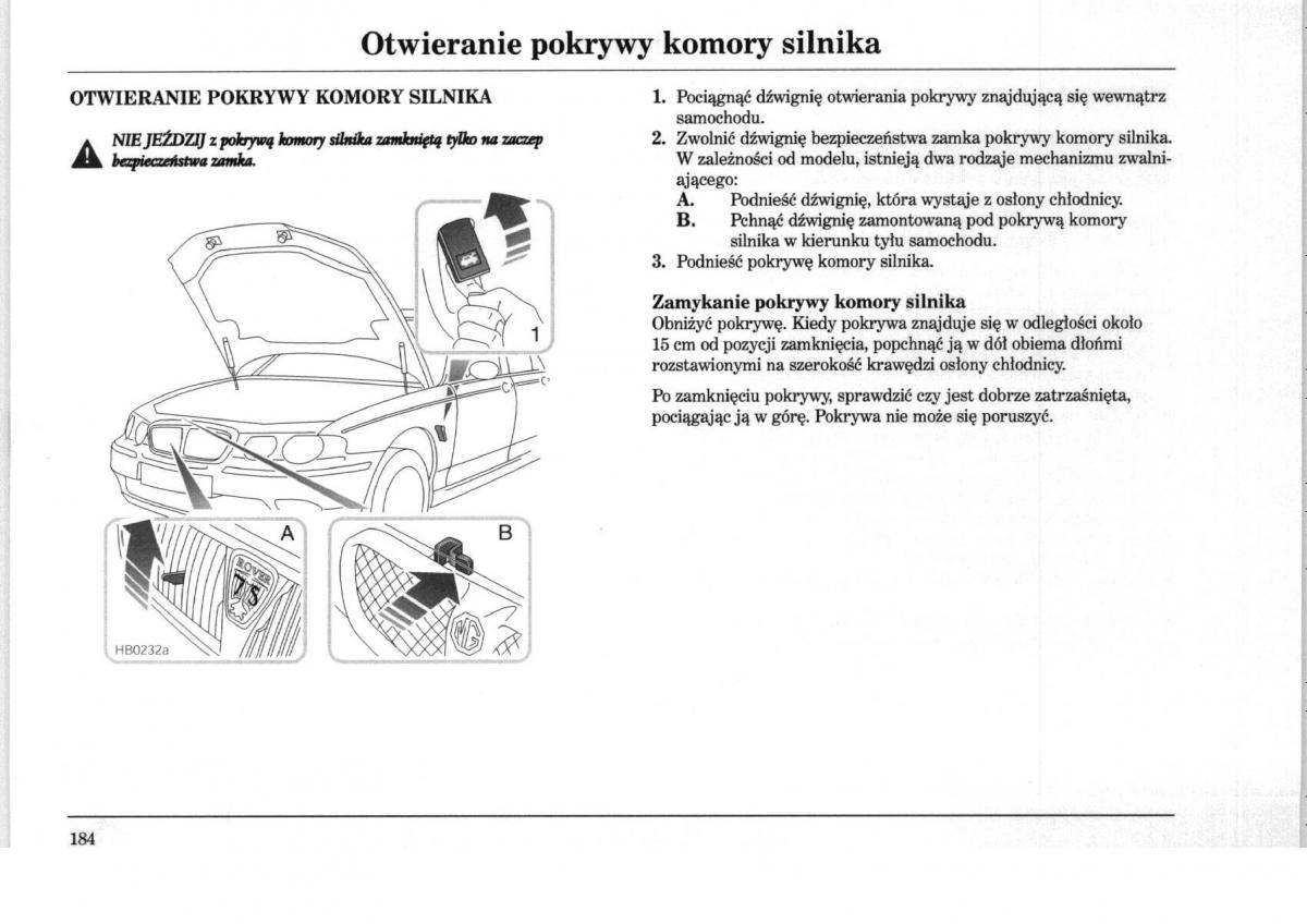 Rover 75 instrukcja obslugi / page 184