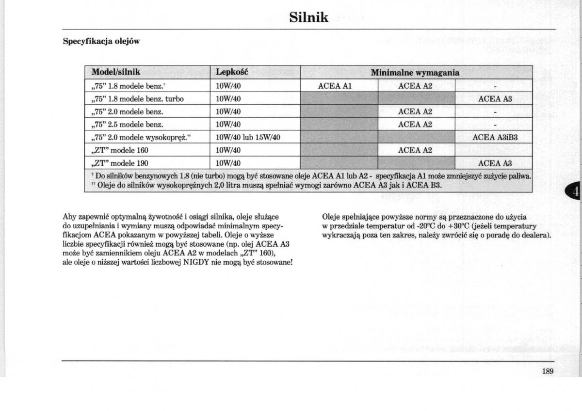 Rover 75 instrukcja obslugi / page 189