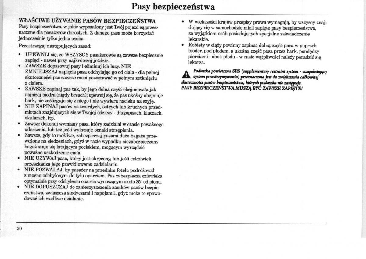 Rover 75 instrukcja obslugi / page 20