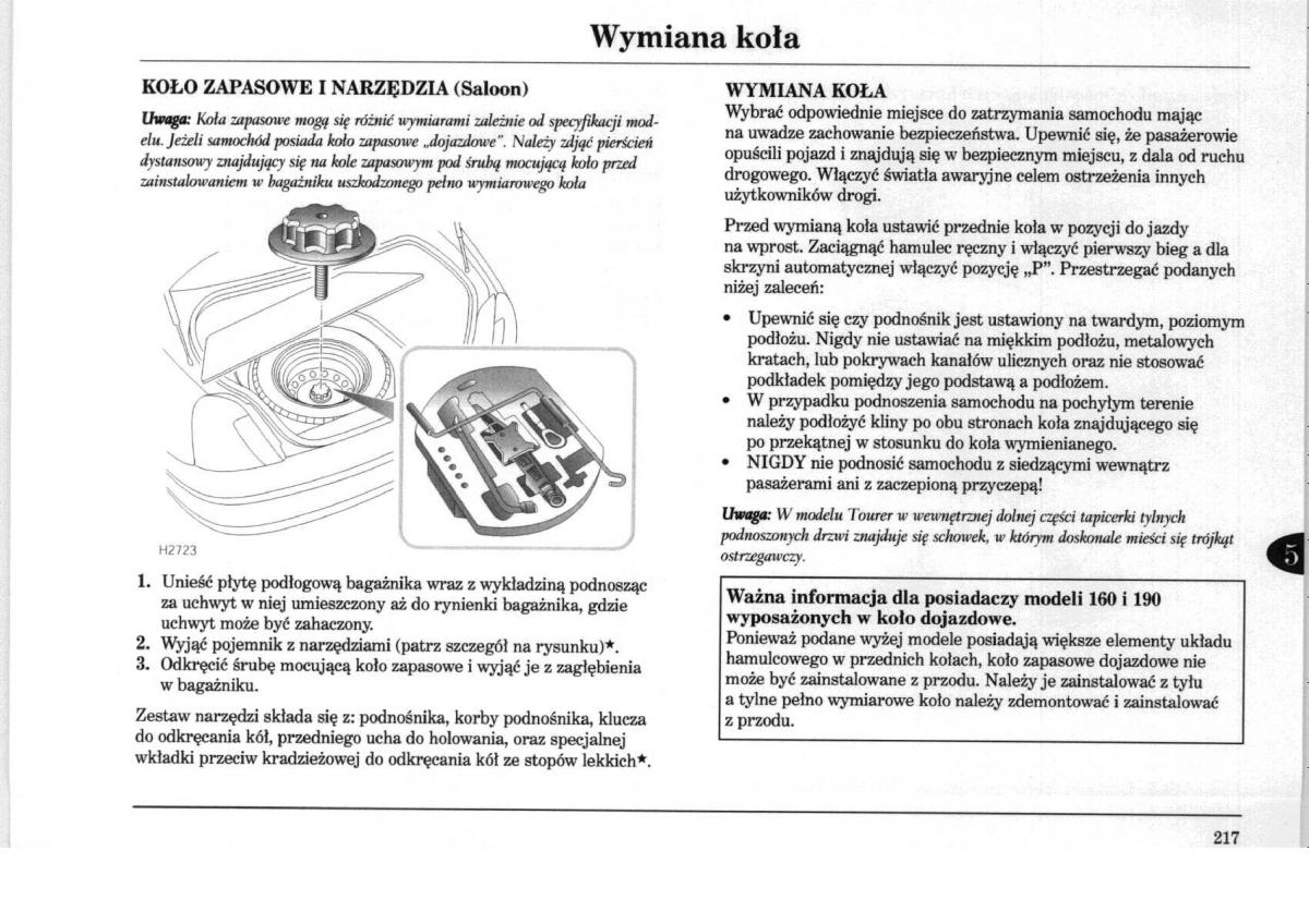 Rover 75 instrukcja obslugi / page 217