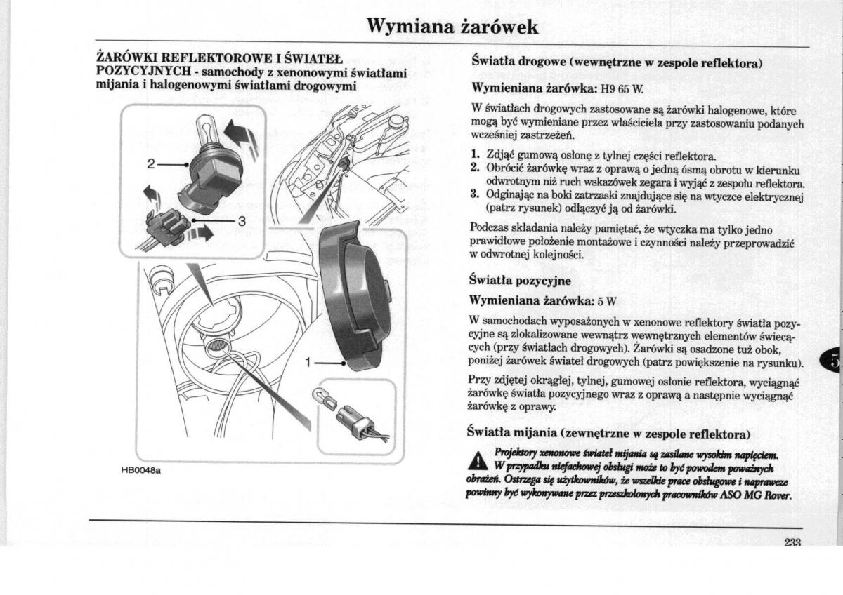 Rover 75 instrukcja obslugi / page 233