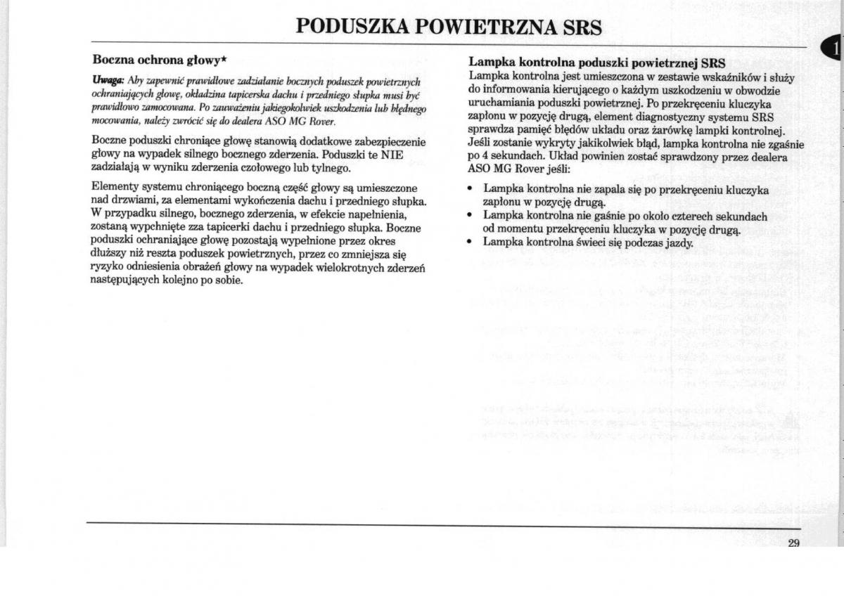 Rover 75 instrukcja obslugi / page 29