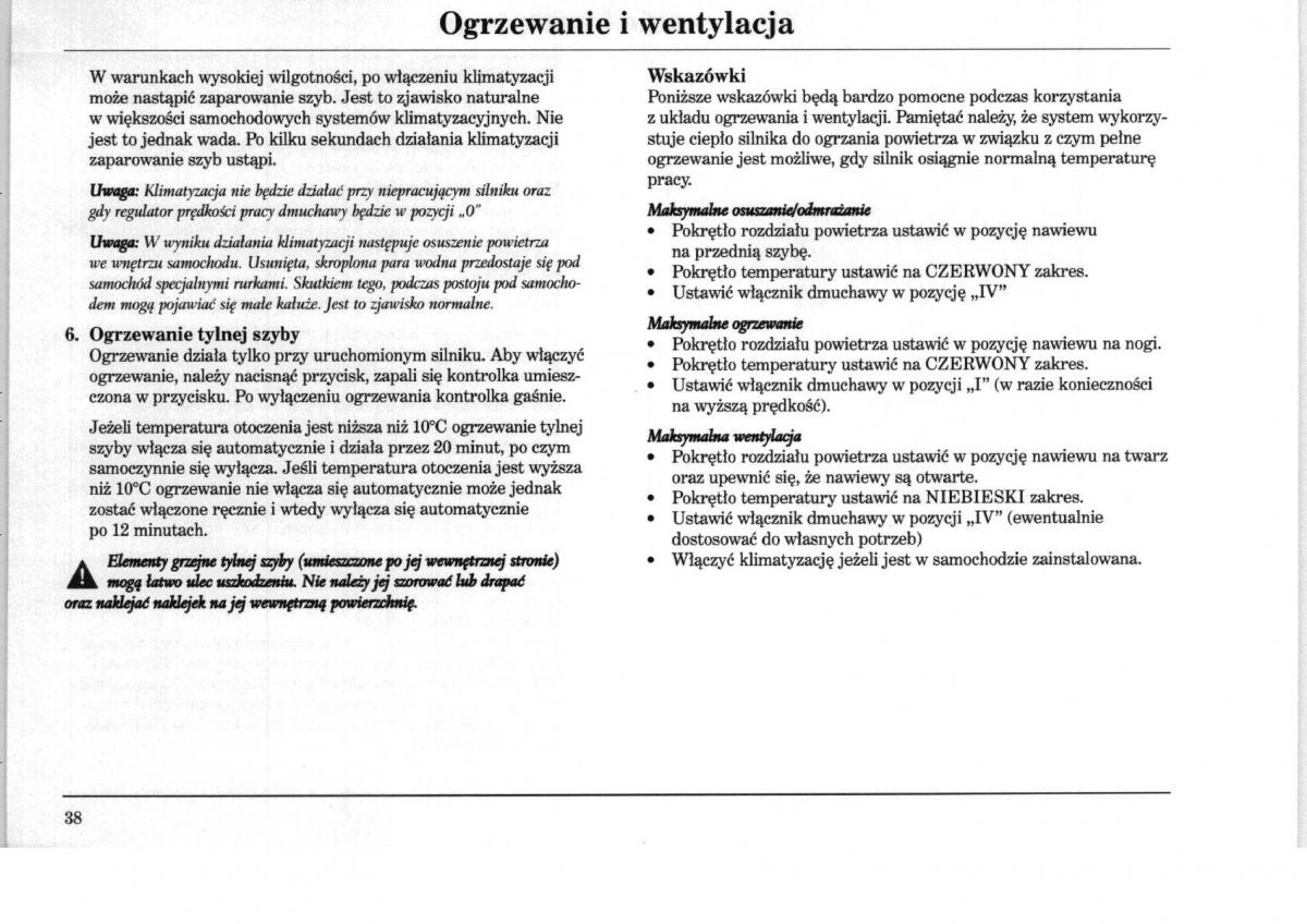 Rover 75 instrukcja obslugi / page 38