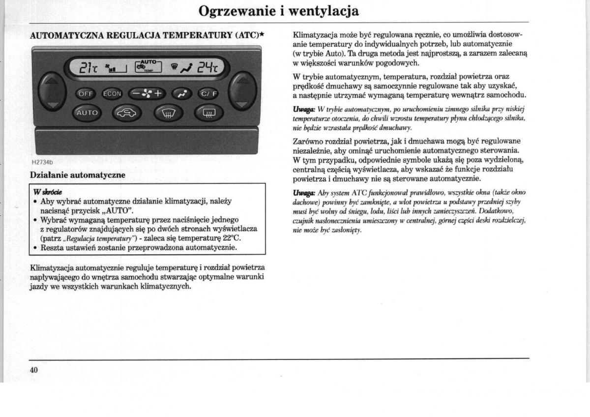 Rover 75 instrukcja obslugi / page 40