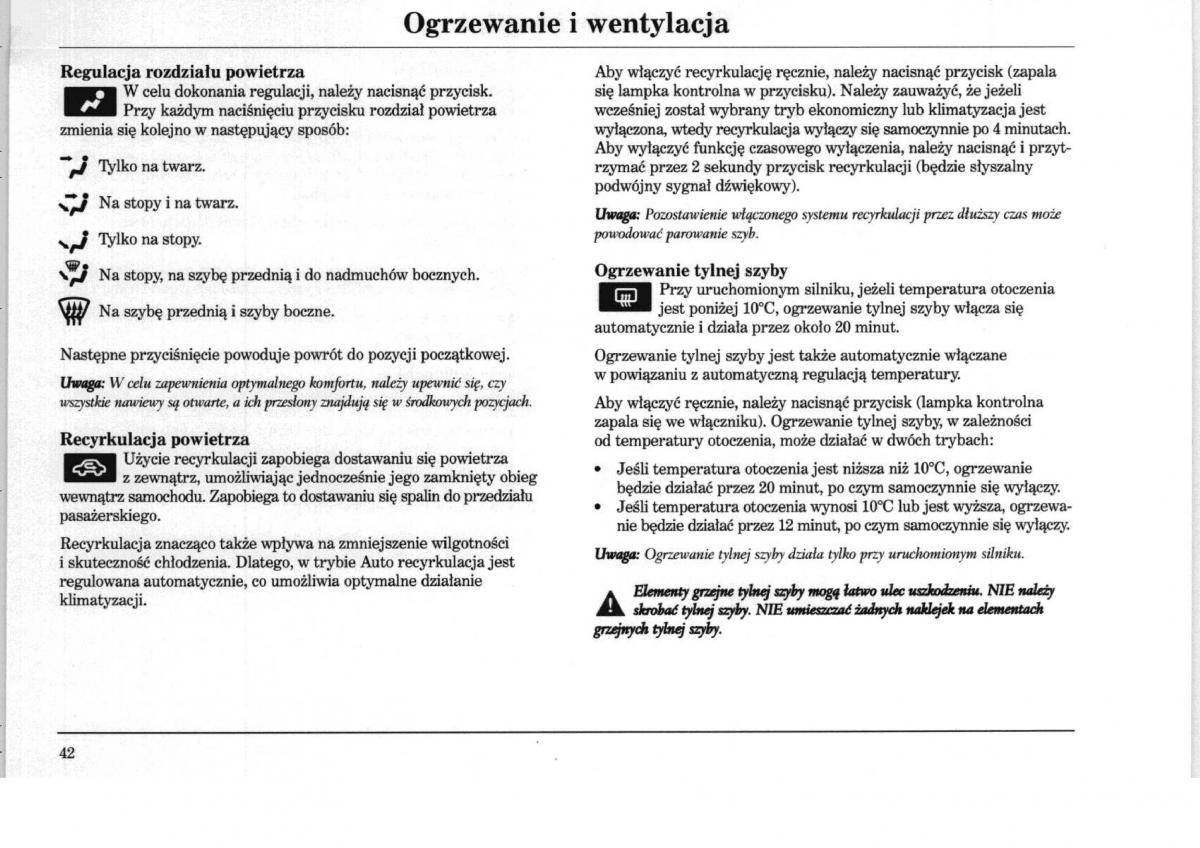 Rover 75 instrukcja obslugi / page 42