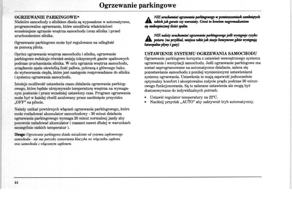 Rover 75 instrukcja obslugi / page 44