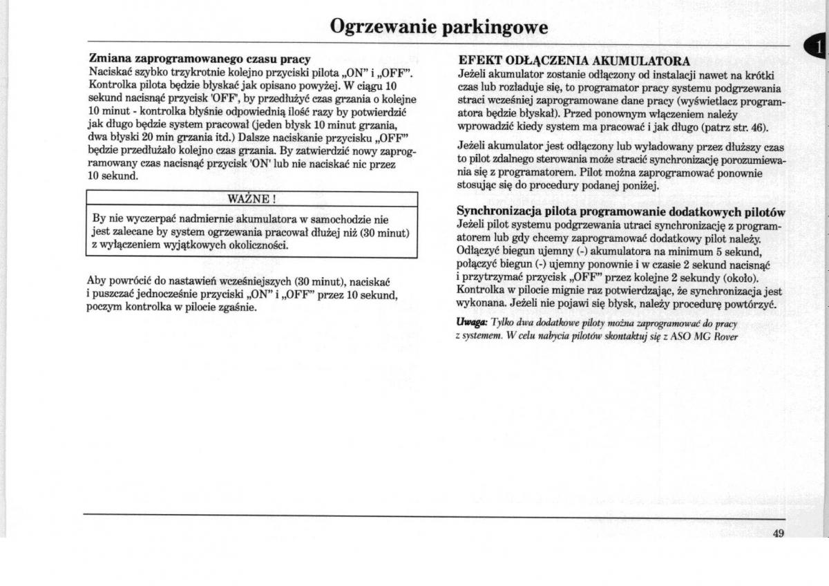 Rover 75 instrukcja obslugi / page 49